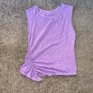 purple frayed tank